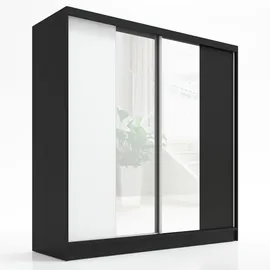 A&J MöbelLand Schiebetürenschrank DUO 200 x 215 x 59,5 cm Weiß/Schwarz