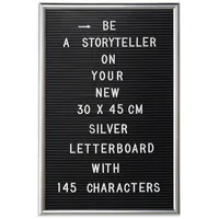 Relaxdays Letterboard 30 x 45 cm Schwarz,Silber