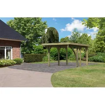 Karibu Classic Einzel 1 Set 2,5 x 3,95 m kdi inkl. 1 Einfahrtsbogen und Stahldachplatten