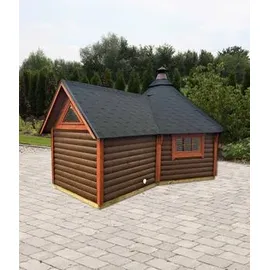 Wolff Finnhaus Grillkota 9 de luxe mit Anbau Schwarz