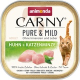 Carny Katzen Nassfutter Pure & Mild Huhn + Katzenminze (32 x 100 g), Leicht verdauliches Katzenfutter für sensible Katzen, Katzen Nassfutter von animonda für sensible Katzen, ohne Getreide und Zucker