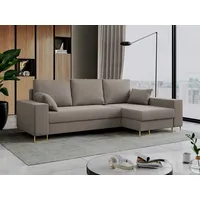 Ecksofa, Bettsofa, L-Form Couch mit Bettkasten - DORIAN-L - Braun - Braun