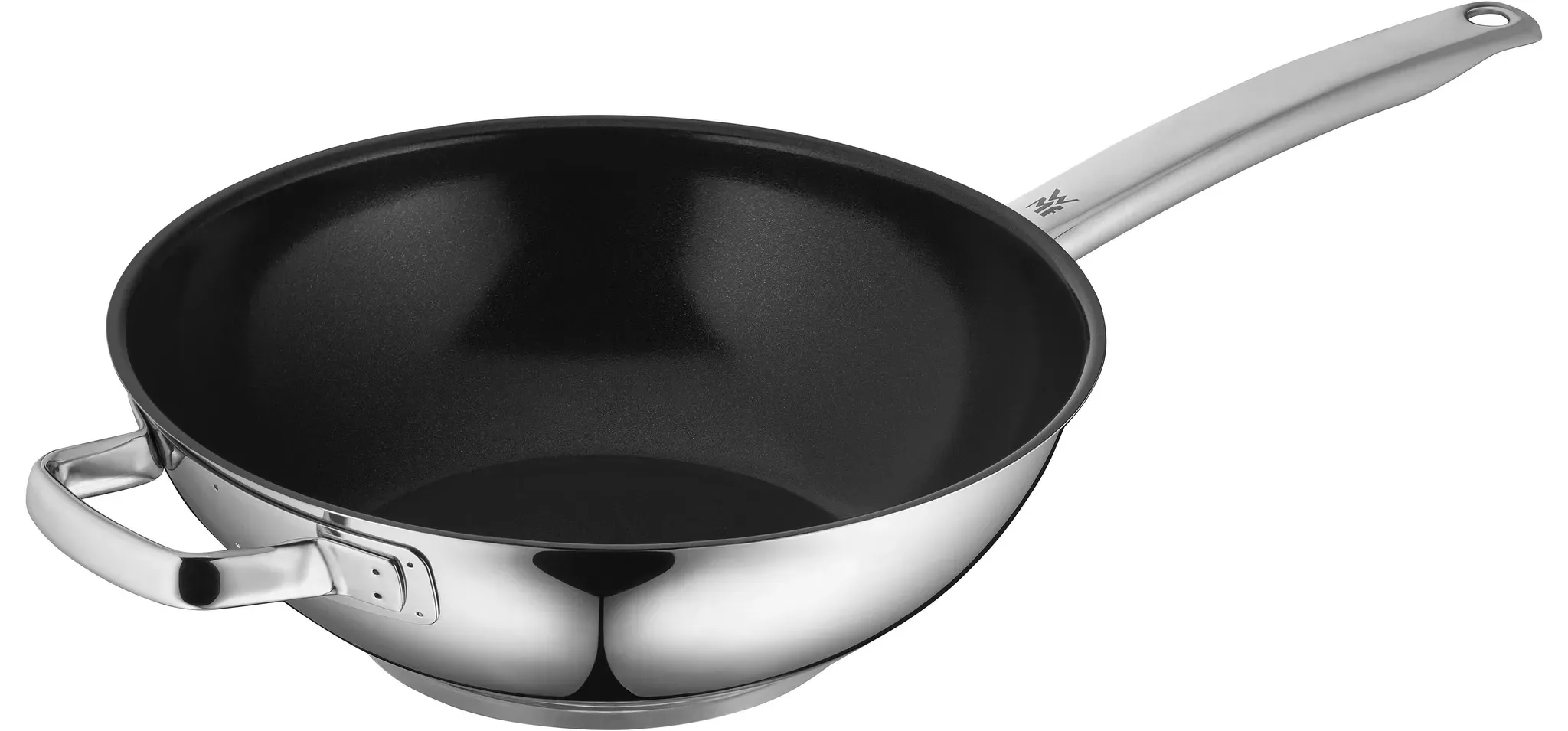 Wok WMF "Durado Wokpfanne Induktion 28 cm" Pfannen Gr. Ø 28cm, silberfarben (polierter edelstahl) Antihaftbeschichtung, für aller Herdarten geeignet