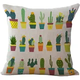 Kissenbezug 80x80 Gelber Kaktus Cyan Kopfkissenbezug 80x80 Sanft Baumwolle Leinen sofakissen mit Reißverschluss Dauerhaft Kissenbezüge 80x80 Knitterfreie Starke Atmungsaktivität Couchkissen 1 Pcs