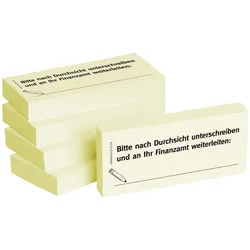 1301010110 Haftnotizen "Bitte nach Durchsicht unterschreiben und an Ihr Finanzamt weiterleiten:" - 75 x 35 mm, 5x 100 Blatt
