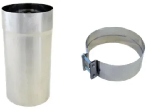 Bertrams VLE-Plus Teleskop-Stutzen 19TE-SET180 Ø 180 x 0,6 mm, 250mm, mit Rohrschelle, Edelstahl V4A