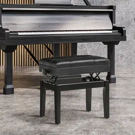 Homcom Klavierbank Holz Kunstleder Schwarz