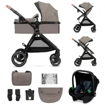 Kinderkraft ESME Pushchair 3-in-1 Complete Set up to 22 kg, Combination Pram Travel Systems with Baby Seat I-size 40-75 cm, Folding, Reclining Position, Beige