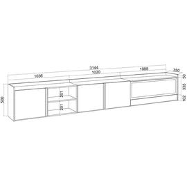 SKRAUT HOME Lowboard 315x50 cm Beige Holzwerkstoff