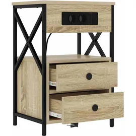 vidaXL Nachttisch mit Ladestation Sonoma Eiche 40 x 31 x 60 cm