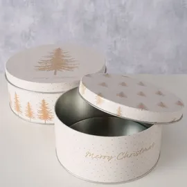 Boltze Dosen zur Aufbewahrung PLATINA Ø 14-16 cm 2-tlg. beige