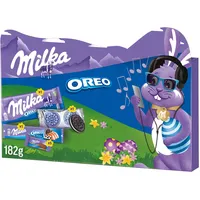 Milka & OREO Geschenkbox Ostern 1 x 182g I Osterschokolade Einzelpackung I 8-teilig I Ostergeschenk Schokolade I Süßigkeiten zu Ostern aus 100% Alpenmilch Schokolade