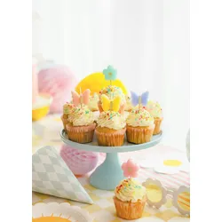 5 Geburtstagskerzen Schmetterlinge Blumen 3,5cm Tortenkerzen Set Kindergeburtstag Geburtstag Kuchenkerzen Kerzenset Tortendeko Kuchendeko Bunt Pastell