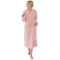 Wewo fashion Damenbademantel 5000, Langform, Wellsoft-Microfaser, Kimono-Kragen, Gürtel, wolkenleicht rosa XXL