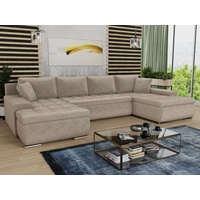 Sofnet Wohnlandschaft Faris U, mit Schlaffunktion und Bettkasten, Ecksofa, U-Form Couch, Schlafsofa mit Wellenfeder beige