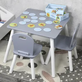 KESPER Kindertisch mit 2 Stühlen 55 x 55 x 45 cm Kiefer grau lackiert
