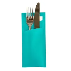 Prime Guest Bestecktasche Prime Fit in Petrol 85 x 190 mm, mit 2-lagiger Tissue-Serviette in Weiß - 100 Stück