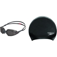 Speedo Adult Unisex Aquapulse Pro Schwimmbrille für Erwachsene & Langhaar-Schwimmkappe, bequeme Passform, hydrodynamisches Design, wasserdichte Mütze