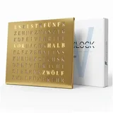 build-yours.de Wanduhr Wortuhr Jupiter in Deutsch - LED Wanduhr zum Aufhängen & Hinstellen (Elegante WordClock aus Stuttgart) goldfarben