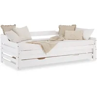 Homestyle4u Ausziehbett, Weiß, Holz, 90x200 cm, Kinder- & Jugendzimmer,