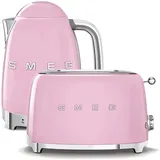 Wasserkocher SMEG 50's Retro Style 1,7l LED Anzeige rosa + Toaster SMEG 50's Retro Sty