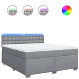 vidaXL Boxspringbett mit Matratze Hellgrau 180x200 cm Stoff