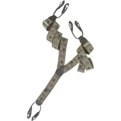 Dethloff Hosenträger Y-Form Holländer Jagdmotiv oliv 120cm 36mm breit Leder mit Knöpfen