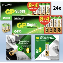GP Super Alkaline AAA LR03 Micro Blockbuster Sparpack (12 Stk., AAA), Batterien + Akkus