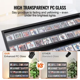 Vevor Vitrine für Sportkarten in 36 verschiedenen Ausführungen, 77,5x61,7x5,5cm Präsentationsrahmen mit 98 % UV-Schutz PC-Glas abschließbarer Wandschrank für Fußball Basketball Hockey Sammelkarten