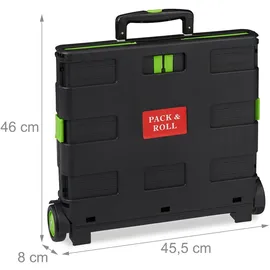 Relaxdays Einkaufstrolley klappbar grün 50 x 48 x 12 cm