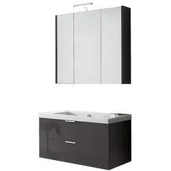 Badmöbel-Set EPIL Serie MBF, anthrazit Hochglanz, 2 Auszüge, Breite 860 mm - 93 230 59