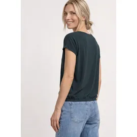 STREET ONE Silk-Look Shirt mit Waterfall-Front - grün,