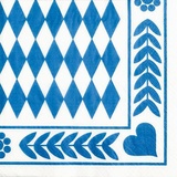 Papstar 1 Karton = 15x20 Servietten, 3-lagig 1/4-Falz 33 cm x 33 cm "Bayrisch Blau"