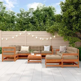 vidaXL Garten-Lounge-Set 10-tlg. Wachsbraun