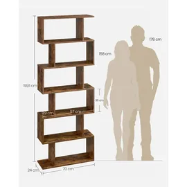 VASAGLE Bücherregal 70 x 24 x 190,5 cm Braun