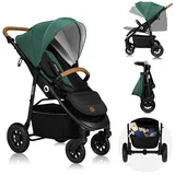 lionelo Natt Kinderwagen Buggy bis zu 22 kg Verstellbarer Griff und Verstellung der Rückenlehne zur Liegeposition, 5-Punkt-Gurt Große Offroad-Räder Vollständige Stoßdämpfung Wasserdichtes XXL-Verdeck