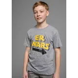 Kidsworld T-Shirt "ER WARS", Mädchen, Gr. 164/170, grau (graumeliert), Jersey, Obermaterial: 50% Baumwolle, 38% Polyester, 12% Viskose, bedruckt, Basic, Rundhals, Shirts T-Shirt, Langarm, Basic-Passform, trendiger Print, Rundhalsausschnitt