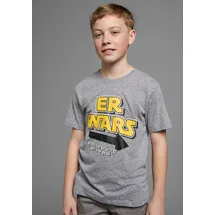 Kidsworld T-Shirt "ER WARS", Mädchen, Gr. 164/170, grau (graumeliert), Jersey, Obermaterial: 50% Baumwolle, 38% Polyester, 12% Viskose, bedruckt, Basic, Rundhals, Shirts T-Shirt, Langarm, Basic-Passform, trendiger Print, Rundhalsausschnitt