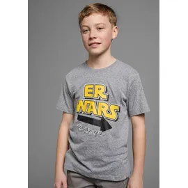 Kidsworld T-Shirt "ER WARS", Mädchen, Gr. 164/170, grau (graumeliert), Jersey, Obermaterial: 50% Baumwolle, 38% Polyester, 12% Viskose, bedruckt, Basic, Rundhals, Shirts T-Shirt, Langarm, Basic-Passform, trendiger Print, Rundhalsausschnitt