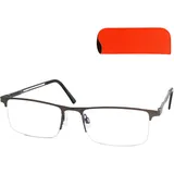 Halbrand unten Lesebrille Metall Graphit +2.5 Dioptrien mit Etui - 2.5