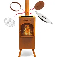 BonFeu BonCarré Rost - Terrassenofen - Feuerstelle mit Funkenschutz für entspannte Abende  - Feuersäule Outdoor - Terrassenkamin mit Grillrost -...