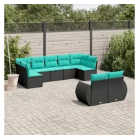 vidaXL Gartensofa-Set 9-tlg. schwarz/blau