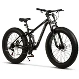 Velors Fatbike 26 Zoll Fat Tire 4.0 MTB für Herren Damen und Jungen, 21 Gang, Kettenschaltung, mechanische Scheibenbremse, Fat Bike Mountainbike schwarz