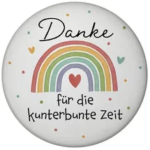 speecheese Regenbogen Magnet rund mit Spruch Danke für die kunterbunte Zeit Perfekte Präsentidee für Erzieher und Erzieherinnen in Kita und Kindergarten bunt und von Herzen