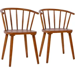 Oviala Business 2er-Set braune Stühle aus Ulmenholz - Oviala