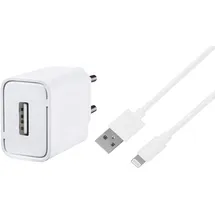 Vivanco USB-Ladekabel USB 2.0 USB-A Stecker, Apple Lightning Stecker 1.20m Weiß beidseitig verwendbarer Stecker (60018)