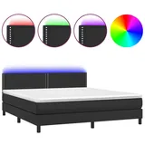 vidaXL Boxspringbett mit Matratze & LED Schwarz 160x200 cm Kunstleder