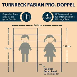 Hudora Turnreck Fabian Standard/Pro - einfache/doppelte Turnstange für Kinder & Erwachsene - 4-Fach höhenverstellbare Gymnastikstange - belastbare Outdoor-Fitnessstange für bis zu 100kg