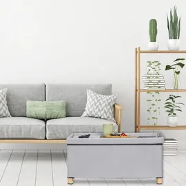 Relaxdays Sitzbank Samt Hellgrau 34 x 76 x 38 cm