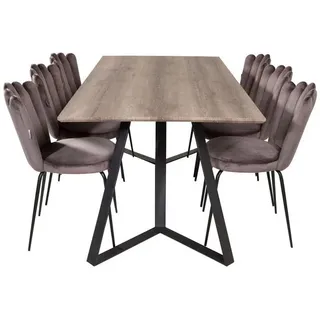 VCM ebuy24 Tischgruppe, Grau, 6-Sitzer, 90x75x180 cm, Esszimmer, Bänke, Tisch- & Eckbankgruppen